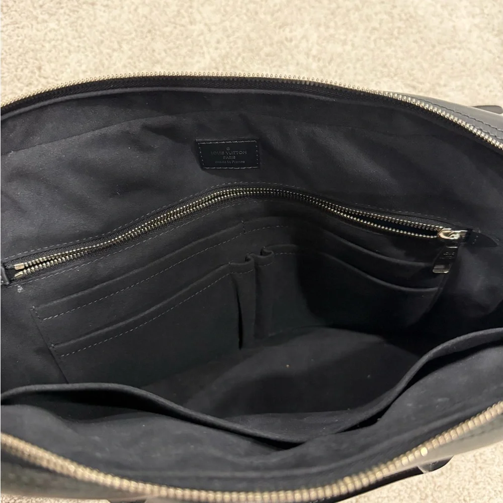 Louis Vuitton Navy Checkered Briefcase/laptop Bag